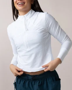 Nani Swimwear Swim Tops|Cropped Half Zip Rashguard